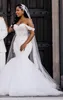 Party Dresses White Mermaid Wedding for Bride Off Shoulder Lace Up Back Sweep Train Beading Garden Country Brudklänningar Robe de Mariee 230221