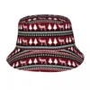 Berets Reindeer Ugly Christmas Sweater Pattern Bob Hats For Women Men Summer Vocation Patchwork Sun Hat Outdoor Fishing