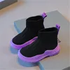 New Style Sneakers per bambini da ragazza 2023 Spring Fashion High-top Boots Tessuto elastico Bambini Ragazzi Ragazze Scarpe sportive casual Toddler baby Chaussures