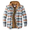 Men's Jackets Chaquetas Hombre Men's Quilted Lined Button Down Plaid Shirt Add Velvet To Keep Warm With Hood Chamarras Para