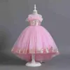 Robes de fille Filles Paillettes Trailing Princess Dress Enfants Mariage Tutu Party Robes De Bal Enfants Tulle Première Communion Formelle Soirée Vêtements W0221