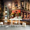 Wallpaper Custom 3D Murals Tapete European Street City Nacht Landschaft Po Wandtuch Restaurant Caf￩ Hintergrundabdeckung Dekor