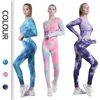 Active Sets Yoga Top Cross Hip Tie Dye Pants Women's Fitness Exercise Suit Two Piece Legging Set Sport Women Full