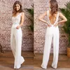 Festklänningar Jumpsuits ärmlösa bröllop 2023 Bohemiska brudklänningar Vneck spetsklänning abito sposa dragkedja backless 230221