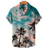 Camisas casuais masculinas verão camisa havaiana coco árvore 3d impresso manga curta camiseta roupas masculinas camisas de praia casuais para homens oversize 230220