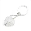 Nyckelringar Handgjorda Tree of Life Heart Natural Stone Healing Crystal Quartz KeyChain Keys Chain Rin MJFashion Drop Delivery Jewely Dhahl