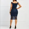 Party Dresses Women Lace Dress Off Shoulder Bodycon Summer Sexy Backless Blue Elegant Female Office Midi Vestidos MujerParty
