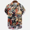 Men's Casual Shirts Mermaid Retro Art 3d Digital Print Pattern Men's Shirt Retro Hawaiian Shirt Man Street Short Sleeve Top Loose Shirt For Men 230220