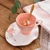 Mugs Exquisite Butterfly Bird Top Bone China 220ml Coffee Cup Saucer Free Spoon Ceramic Teacup European Porcelain Tea