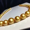 Beaded Necklaces Gold Beads Beads Necklace Perfect Circle 814mm Huge Luxury Pearl Highend Party Gift301f9878573