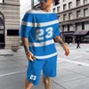 Tuta da uomo Stampata in 3D Abiti traspiranti T-shirt a righe estive T-shirt da 2 pezzi Tuta da jogging a maniche corte popolare 6XL