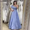 Einfache A-Linie-Satin-Abschlussballkleider, lang, einschulterig, Schatz-Organza-Falten-Satin-Abendkleid 2023 Abschluss-Partykleider