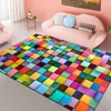 Carpets Large Area Rug 3D Block Flannel For Living Room Bedroom Anti-Slip Floor Mat Kitchen Tapete Memory Foam Carpet