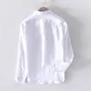 Camicie casual da uomo Designer 100 Camicia a maniche lunghe in lino Marca Solido Bottone bianco per top 230221