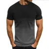 Men's T Shirts Asian Size 2023 Euro-Us Summer Men's Casual Sports T-shirt Fashion Gradient Round Neck Short Sleeve Men Pullover Top