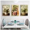 Foto Noordse minimalistische aquarelposter en schilderijen Vintage Flower Canvas schilderen schilderen van Europese pastorale woningdecoratie Wall Art Woo