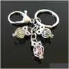 Keychains Lanyards Pearl Cage Key Ring In Europe And America Can Open Keyring With Hollow Noctilucent Volcanic Stone Pendant Drop De Dh1Od