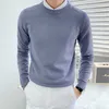 メンズセーターカラー秋と冬の固形色の丸いネックセーターファッションカジュアルウォームニットプルオーバー男性ブランドの衣料品