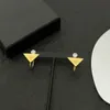 Eenvoud Brass Diamonds Design Stud oorbellen Fashion For Man Woman omgekeerde driehoek P Letter Inlay Designers Sieraden PE2 --013 Party Valentijnsdag Gift