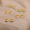 Kolczyki obręczne kolorowy emalia dla kobiet cyrkon kryształ okrągły koło koreański dar biżuterii brincos