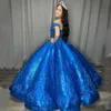 Party Dresses Navy Blue Bling Off Sleeves Quinceanera Sweetheart Applique Lace Beads Floor Length Ball Gown Formal Evening 230221