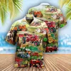 Hommes chemises décontractées été camion impression dessin animé drôle hawaïen pour hommes plage vacances Style haut t-shirt Streetwear vêtements 230221