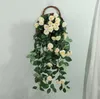 Simulation rose wall hanging fake flower rattan wedding party shooting decoration indoor living room wall hanging plastic vine rose