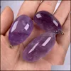 Charms Natural Stone Irregar 2050m Amethyst Crystal Pendant For Women Jewelry Making Halsband Drop Leverans Fynd Components Dhikc