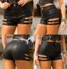 Women's Short Sexy Faux Leather black Girl High waist Beach YF049838 230220