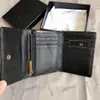 3539ブラックSQAURE TRIFOLD CARD HOLDER財布バッグジッパーポーチ付きラムスキン本革の金属ハードウェアコインウォレット屋外クラッチ11x10cm