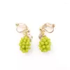 Dos boucles d'oreilles Style japonais mignon vert raisin oreille Clips été mode fruits frais petits raisins Clip sur pour les femmes bébé filles