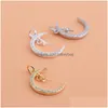 Charms Sterling Sier Micro Inlaid Zircon Accessories Moon Tray With Diamond Handmade Diy Material smycken Tillbehörscharm DHB96