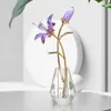 Decorative Objects Figurines Crystal Lily Flower Figurine With Glass Vase Handmade Purple Lucky Flowers Collectible Wedding Bouquets For Home Party Decor 230221