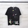 23SS Spring Summer Splash Ink Hand Painted Tee Golden Print T Shirt Collaborate Skateboard Mens Women Street Casual Tshirt