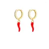 Çember küpeler looxi altın dolu kırmızı emaye küpe düğün hediyesi küçük biber büyüleyici narin kadın moda takı