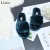 Pantoufles Liam Pure Color Home Pantoufle Femmes Bleu Foncé Rouge Noir Fuzzy Slides Hiver Casual Chaussures Confortables Chaussures Femme 37 38 39