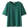 Skjorta 2023 Ladies Summer Plus Size Tops för kvinnor Stor kort ärm Loose Cotton Green White O-Neck T-shirt 3xl 4xl 5xl 6xl