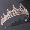 Tiaras 2022 Rose Gold Silver Color Baroque Black Vintage Red Green Crystal Half Crowns Princess Queen Tiara Diadem Wedding Hair Jewelry Z0220