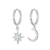 Boucles d'oreilles en argent Sterling 925 véritable, minimaliste, en Zircon, étoile, lune, pour femmes, bijoux fins pour fête de mariage, B071