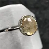 Clusterringen Echte natuurlijke goud Rutilated Quartz Ring Sieraden voor vrouw Lady Man Crystal 12x11mm kralen zilversteen verstelbaar