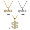 Kedjor Hip Hop Dollar Sign Necklace Charm Luxury Shiny Brass Iced Out Micro Pave Cubic Zircon Savage Pendant Men Gifts