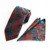 Bow Ties Formal Tie Man Slits Hanky ​​Suit Silverkläder Paisley Floral Silk Gift till pappa eller pojkvän Män näsduk Cravat