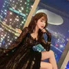 Casual Dresses Korean French Style V-Neck Lace Women Solid Color Dress 2023 Gentle Sweet Waist Closing Medium Length