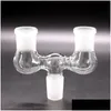 Pipes à fumer 3 joints sur un adaptateur déroulant pour bong narguilés à deux adaptateurs déroulants en verre double bol 14 mm 18 mm mâle femelle Bon Dhymc