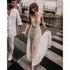 Abiti da festa Glitter Backless Wedding Profondo scollo a V Abito lucido Abito formale Sposa Be Novia Sweep Train 230220