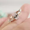 Trouwringen Weddingringen mode pure slver ring inlay dov ge vorm carierr ring ovale briljante gesneden moissaniet simulatie diamantliefhebbers verloving fijne sieraden