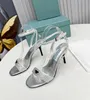 The latest women's sandals have two sides of leather thin heels, ankle thin strap buckle, round head formal dress, casual banquet, fashionable and sexy size 35-41 6.5cm box