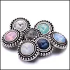 Encantos Retro Sier Color Botón a presión Ronda Mujeres Joyas Hallazgos Rhinestone 18Mm Broches de metal Botones Diy Pulsera Joyería Gota Del Dh73J