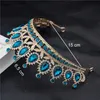 Tiaras Baroque Vintage Blue Crystal Bride Crown Women Headdress Bridal Tiaras and Crowns Wedding Hair Jewelry Accessories Crown Fashion Z0220