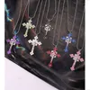 Anhänger Halsketten Bunte tropfende Öl Metall Kreuz Halskette für Frauen Unisex Paar Schmuck Geschenke Streetwear Trend Gothic Zubehör
